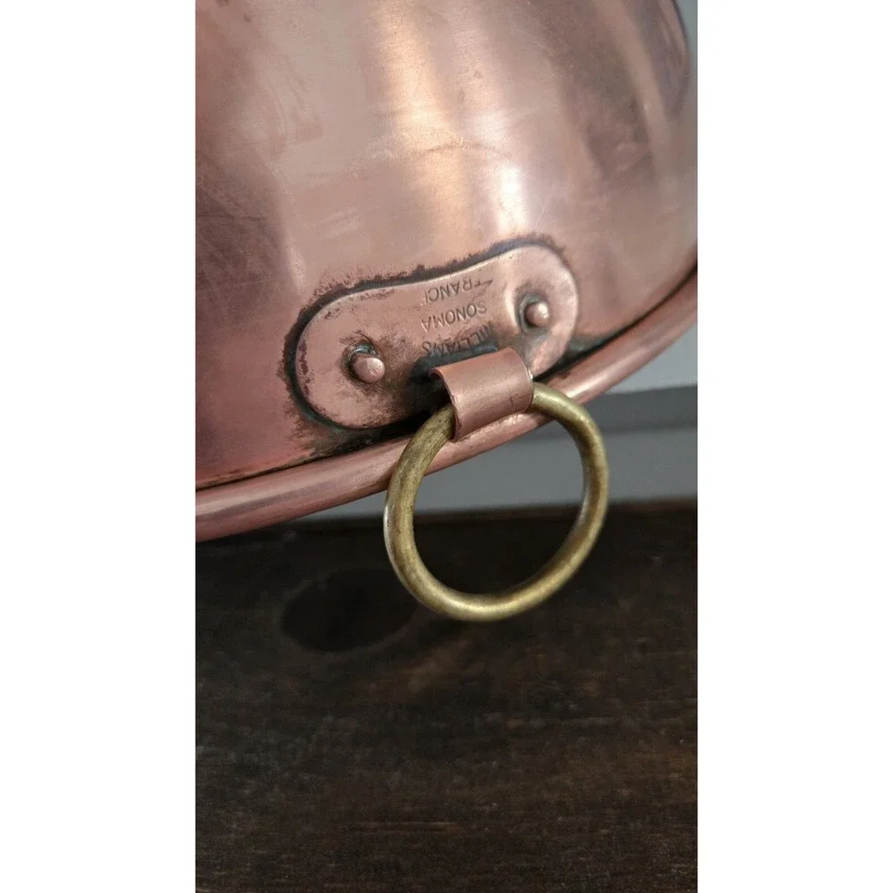 Williams Sonoma France Copper Mixing Whisking Bowl Round Bottom Ring 12.5